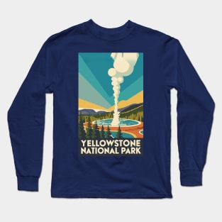 A Vintage Travel Art of the Yellowstone National Park - US Long Sleeve T-Shirt